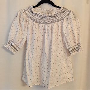 Loft smocked swiss dot top
